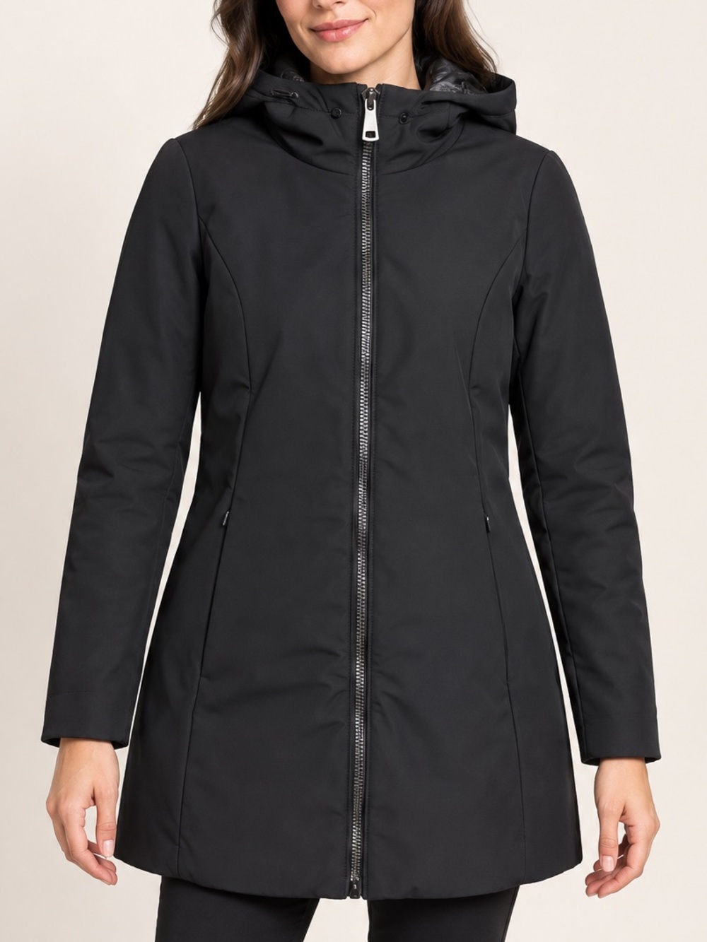 LOLA Made in Italy Black Coat with Hood Women’s Sz. M